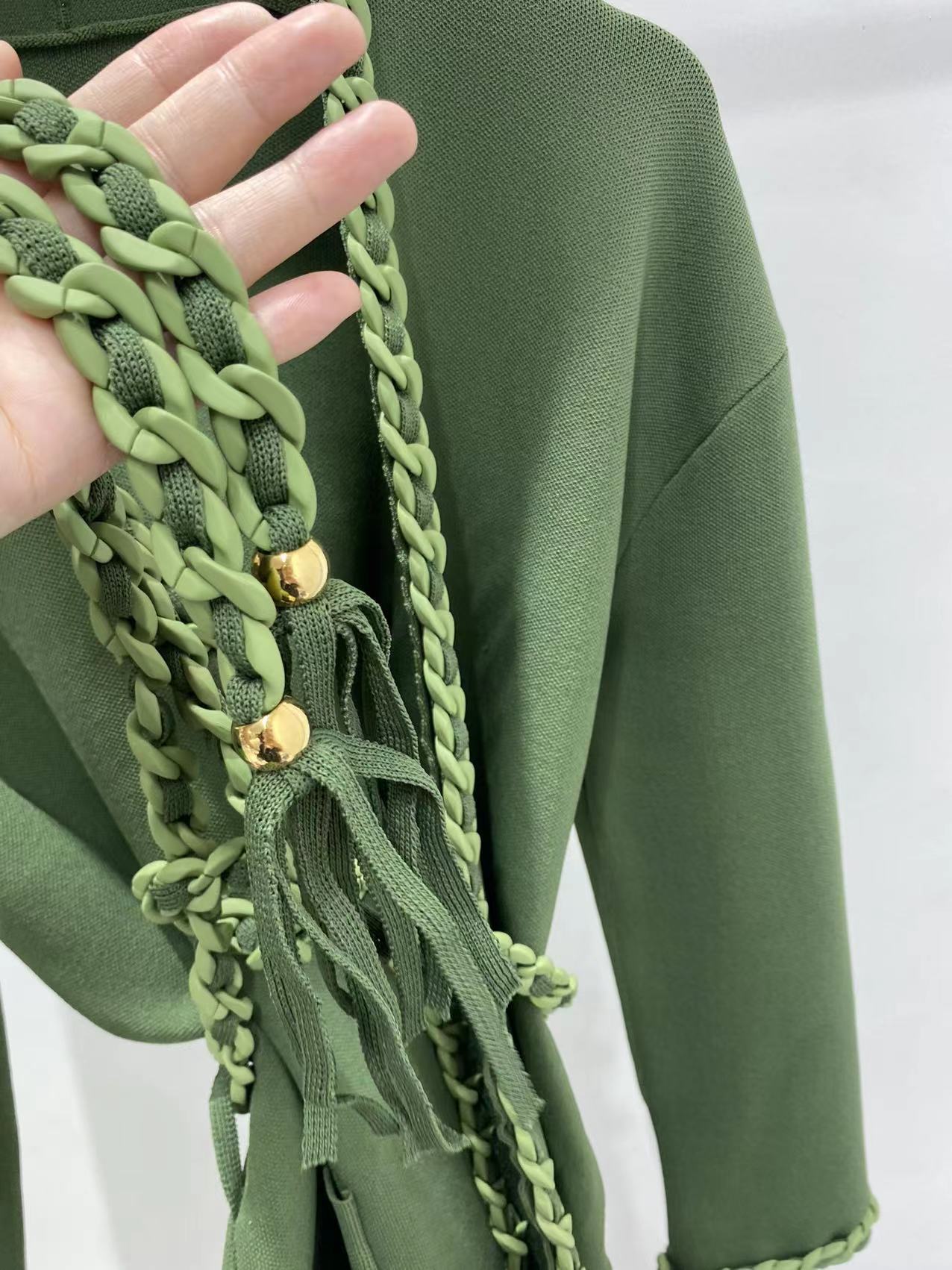 New MAJE Cardigan Braided Hem Fringe Rope Knitted Coat
