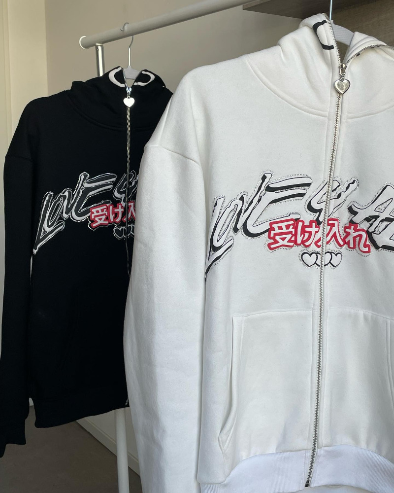 Men's Hoodies Sweatshirts INS Y2K zip up hoodie kawaii Harajuku printing streetwear Men's women's clothing Oversized Hoodie Sweatshirt  - view 7