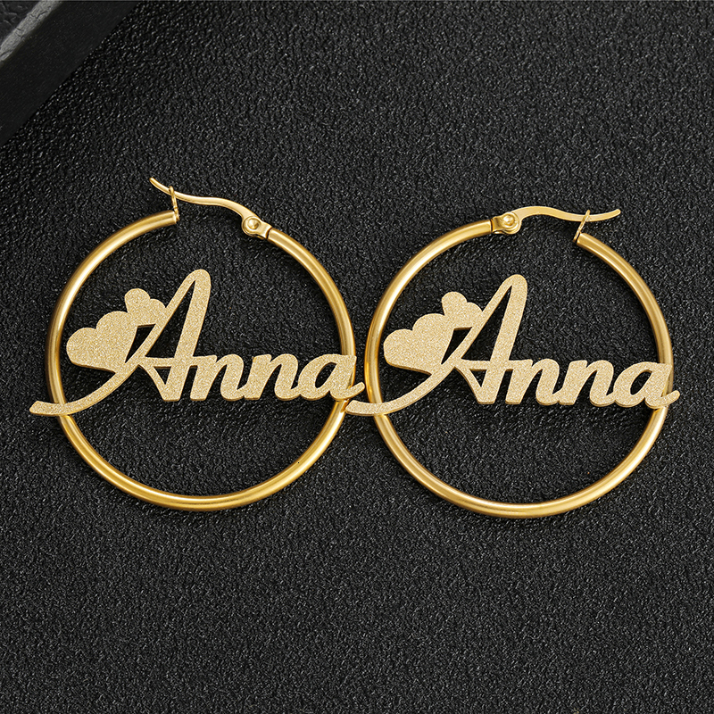 Hoop Huggie Personalized Name Stainless Steel Letter Earrings For Women Custom Name Cricle Frosted Names Earrings Party Women Jewelry 230808