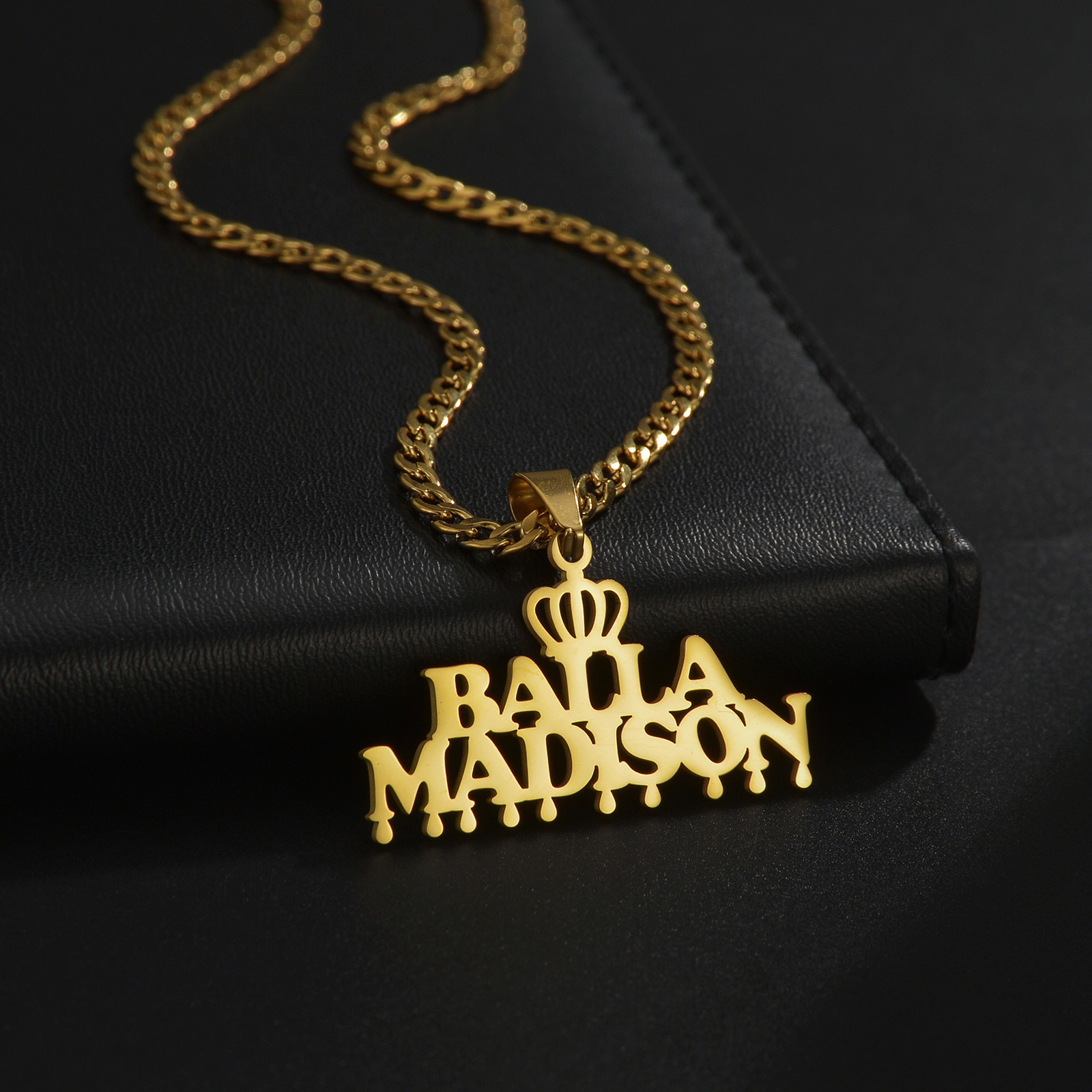 Charms Customized Names Pendant Necklace Stainless Steel Personalized Jewelry Cuban Thick Chain for Men Women Detachable Necklace Gift 230808