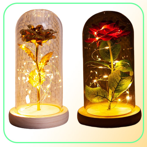 Romantic Eternal Rose Flower Glass Cover Beauty and Beast LED Battery Lamp Birthday Valentine039s Day Mother Gift Home Decorati2967651