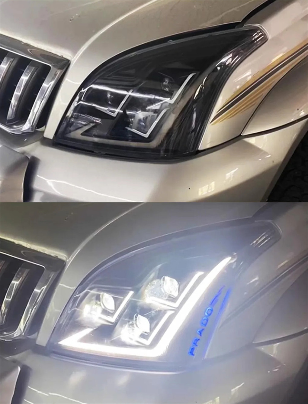 Auto Headlights for Toyota Prado LC120 2003-2009 LED Lens Head Lights High Beam Turn Signal Running Light