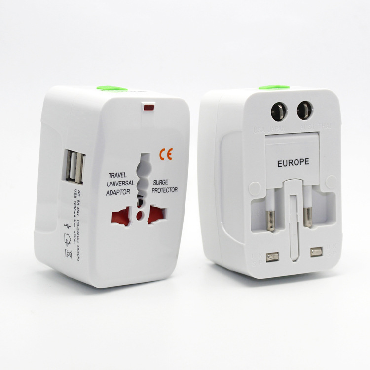 Travel universal International wall charger power adapter earphones for Surge Protector Plug US UK EU AU AC Dual USB