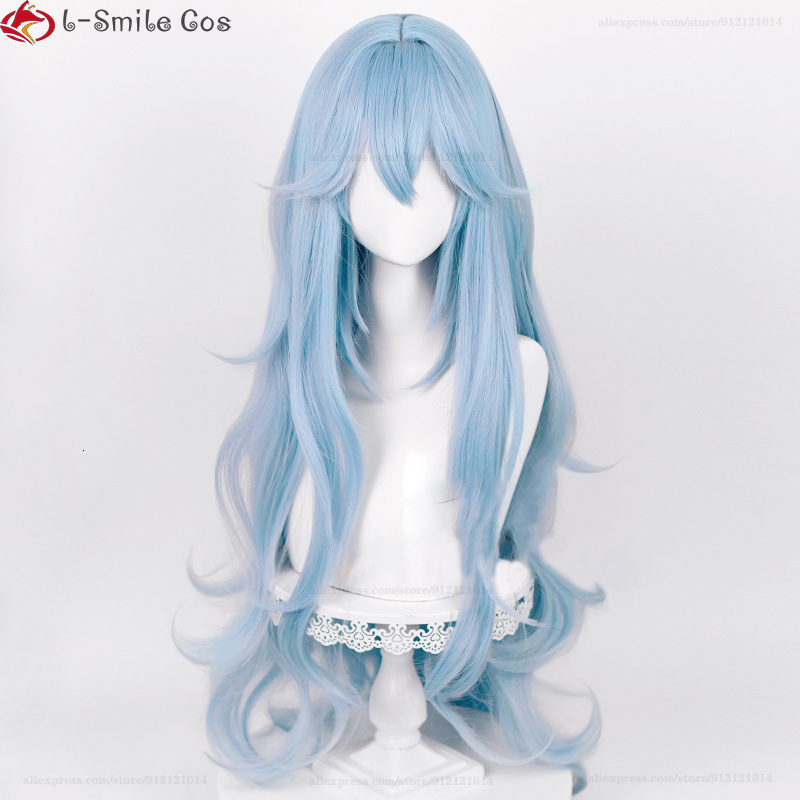 Cosplay Wigs High Quality Anime EVA 100cm Long Ayanami Rei Cosplay Wig Cyan Blue Curly Hair Heat Resistant Halloween Party Wigs Wig Cap 230808
