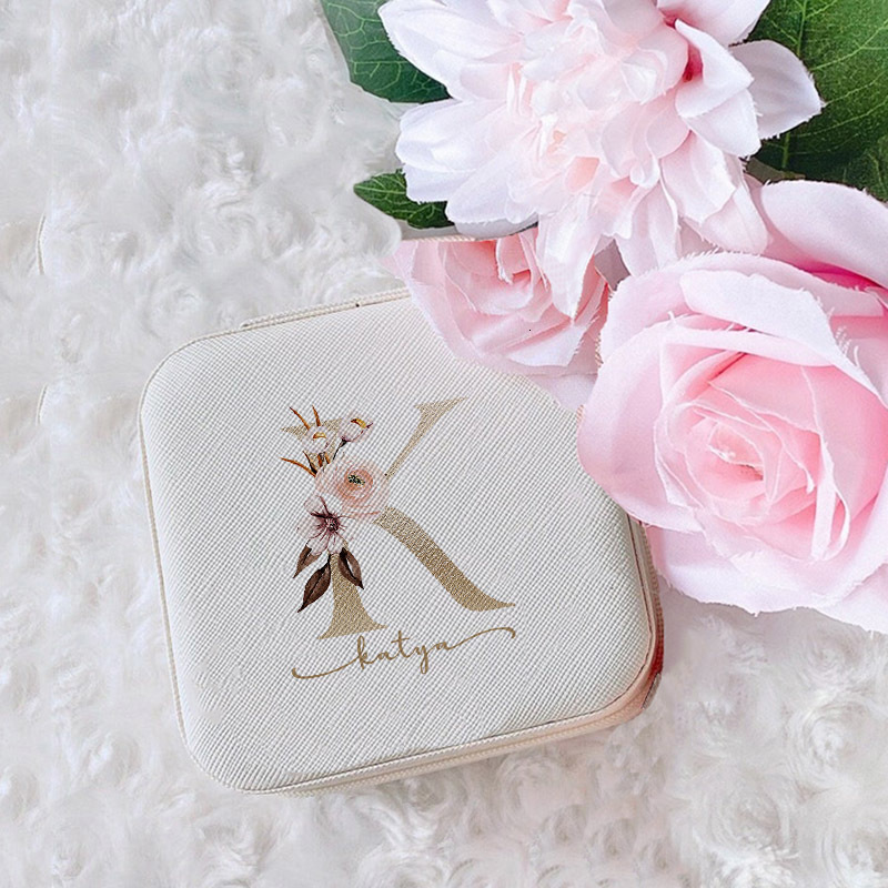 Jewelry Boxes Zipper Box Personalized Gifts Leather Travel Case with Name Bridesmaid Proposal Jewellery Holder for Her 230808