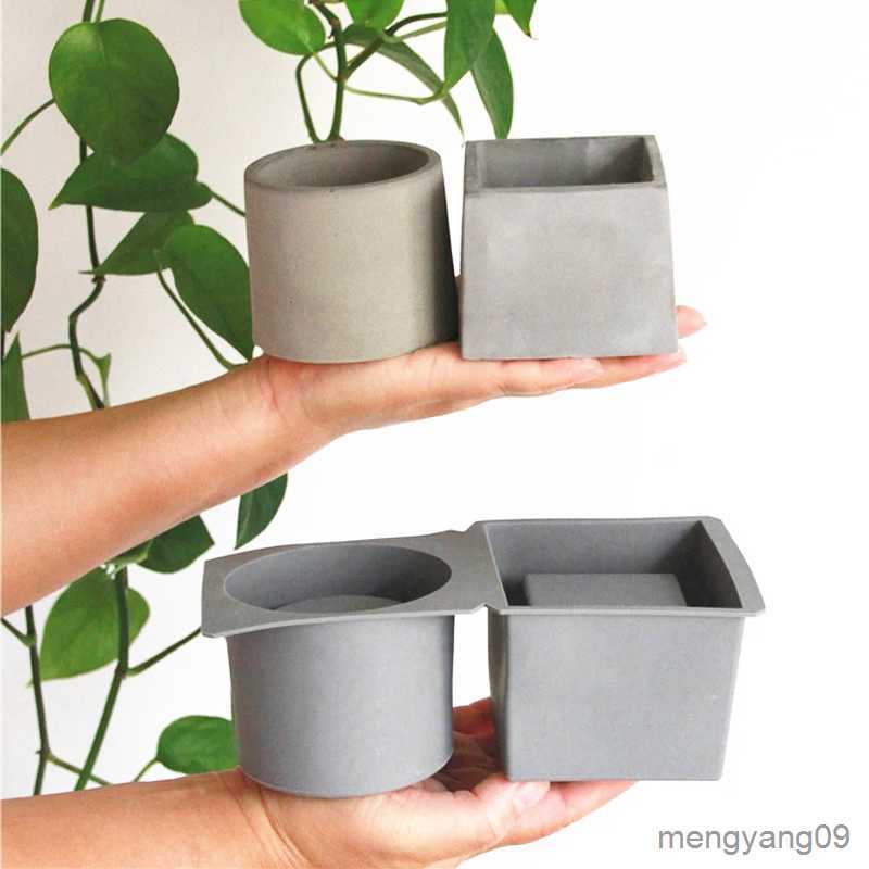 Planters Pots Cetakan plester kotak penyimpanan Diy cetakan Pot tanaman sukulen Resin cetakan Pot beton Pot bunga L260524