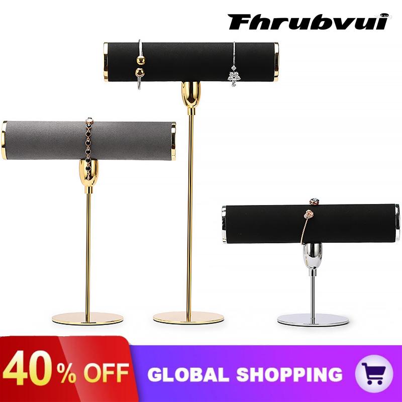 Jewelry Pouches Earrings Display Stand Gold Rack T-Shape Showcase Golden Large