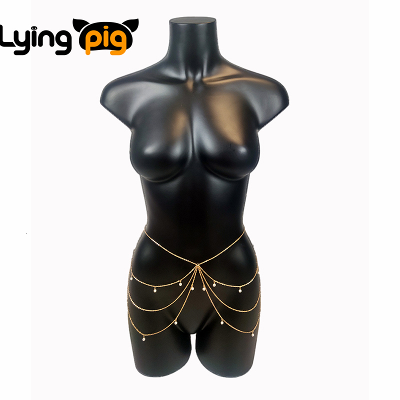 Belly Chains Body Jewelry Chest Chain Multilayered Pearl Tassel Waist Chain Body Chain Fashion for Women Sexy Bikinis Accessories Beach Punk 230808