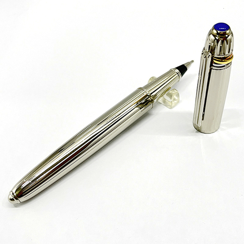 Gel Pens CT Classic Metal Signature Pen Silver With Blue Drill Ballpoint Pens Comfortable Writing Stationery 230807