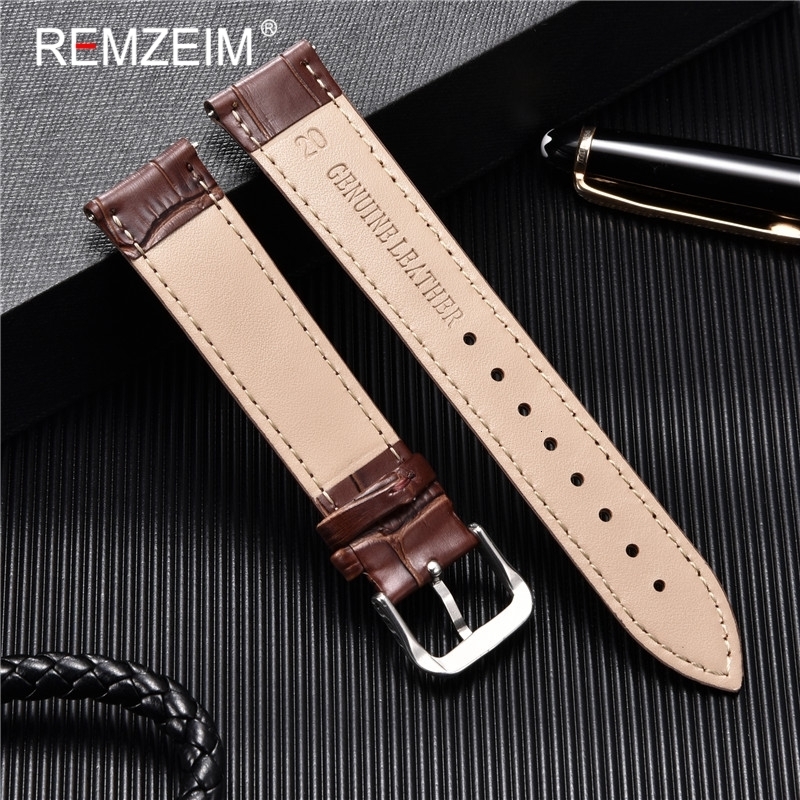Watch Bands Calfskin Leather Strap 18mm 20mm 22mm 2mm Watchband For Women Men Accessories Solid Buckle Black Brown 230807