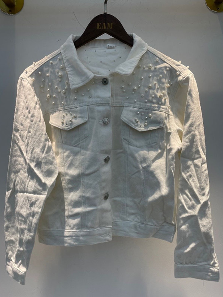 Womens Jackets DEAT Fast Delivery Autumn Fashion Denim Jacket Full Sleeve Loose Button Pearls Short Lapel Wild Casual AP446 230808