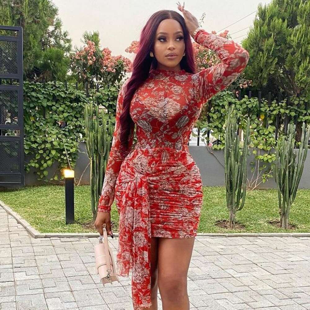 Wind Mesh Tight Dress Round Neck Long Sleeve Strap Wrapped Hip Skirt Sexy Trendy Pullover Children