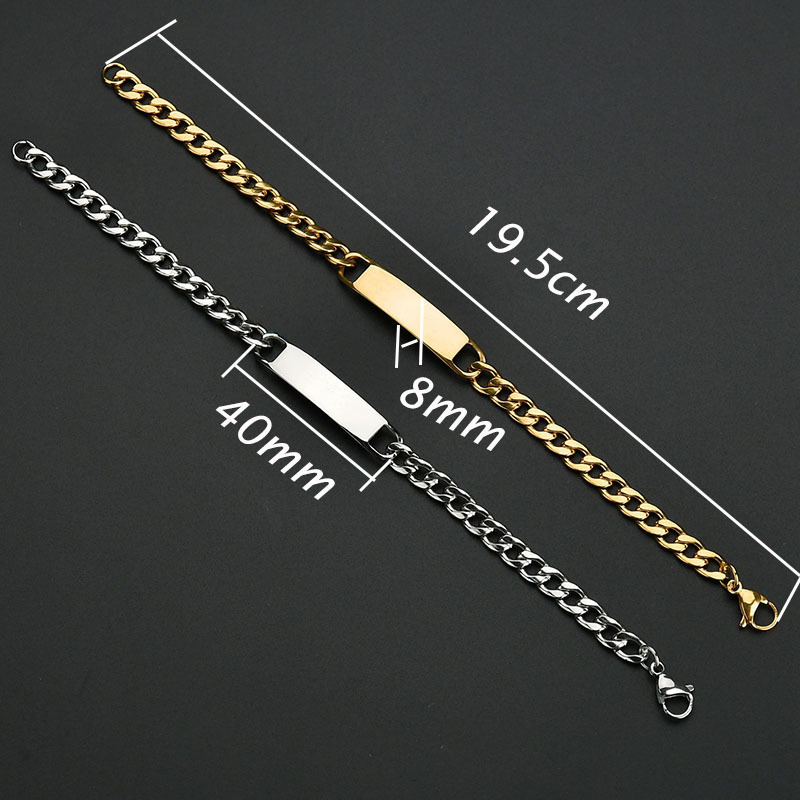 Charm Bracelets Atoztide Custom Words Name Bar Nameplate Bracelet Stainless Steel For Men Women Adjustable Link Chain Personalized Jewelry Gift 230808