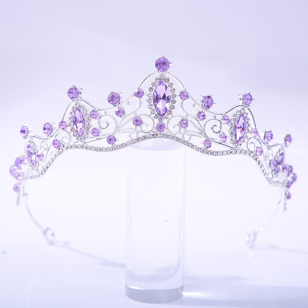 Wedding Hair Jewelry Fashion Simple Pink Crystal Wedding Crown Bridal Headpiece Women Baroque Tiaras Bride Party Crowns Hair Accessories 230808