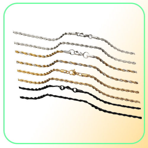 Fashion Hiphop designer necklace woman mens necklace Chains ed Rope Stainless Steel Gift Gold Necklaces Silver Black South Am82021