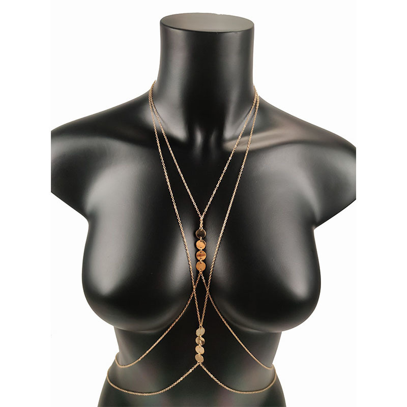 Belly Chains Sexy Body Jewelry Goth Chest Chains Charm Body Chain Bikini for Women Summer Accessories Beach Waist Punk Gift Necklaces Sequins 230808