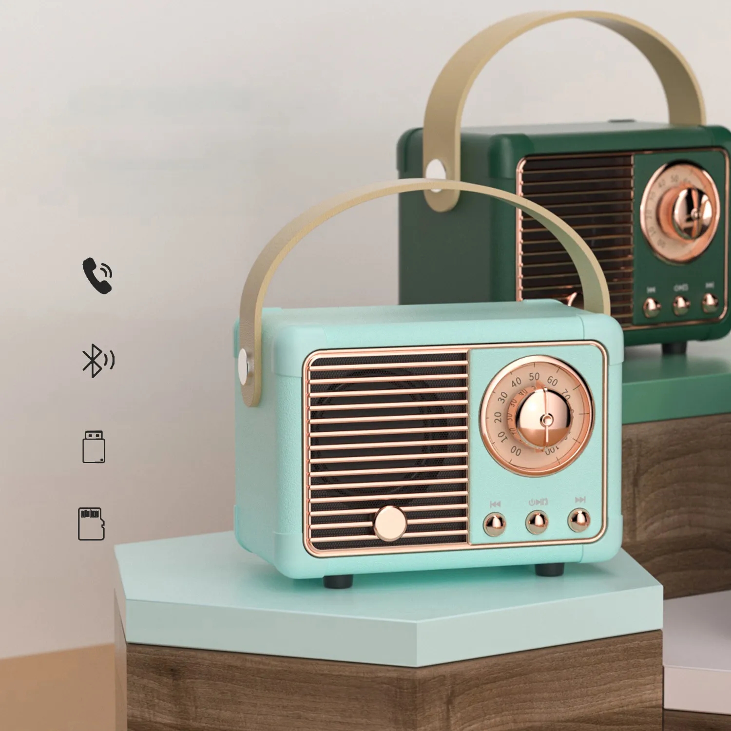 HM11 Retro Bluetooth Speakers Metal Material Stereo Hifi Super Bass Subwoofer Handsfree MIC Computer Phone Speaker MP3 Player