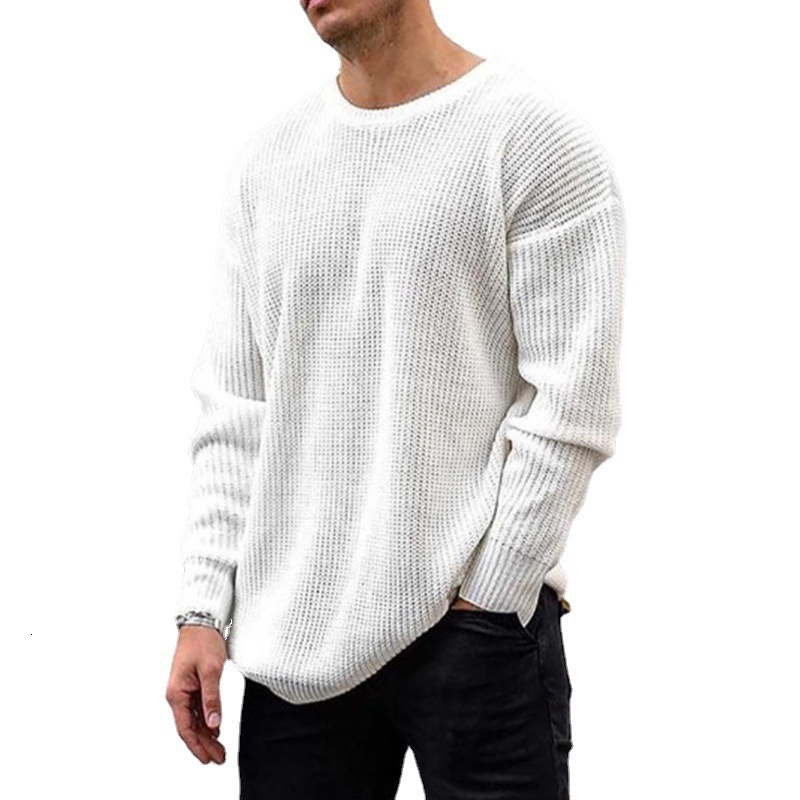 Men's Sweaters Autumn Men's Loose O-Neck Sweaters Pullovers Male Casual High Street White Black Knitted Sweater Knitwear M-3XL 230807