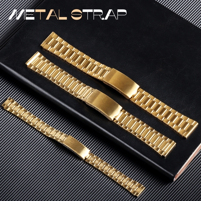 Watch Bands 12mm 14mm 18mm 20mm Stainless Steel Watch Band Metal Bracelet Folding Clasp Silver Gold For Men Women Universal Watch Strap 230808
