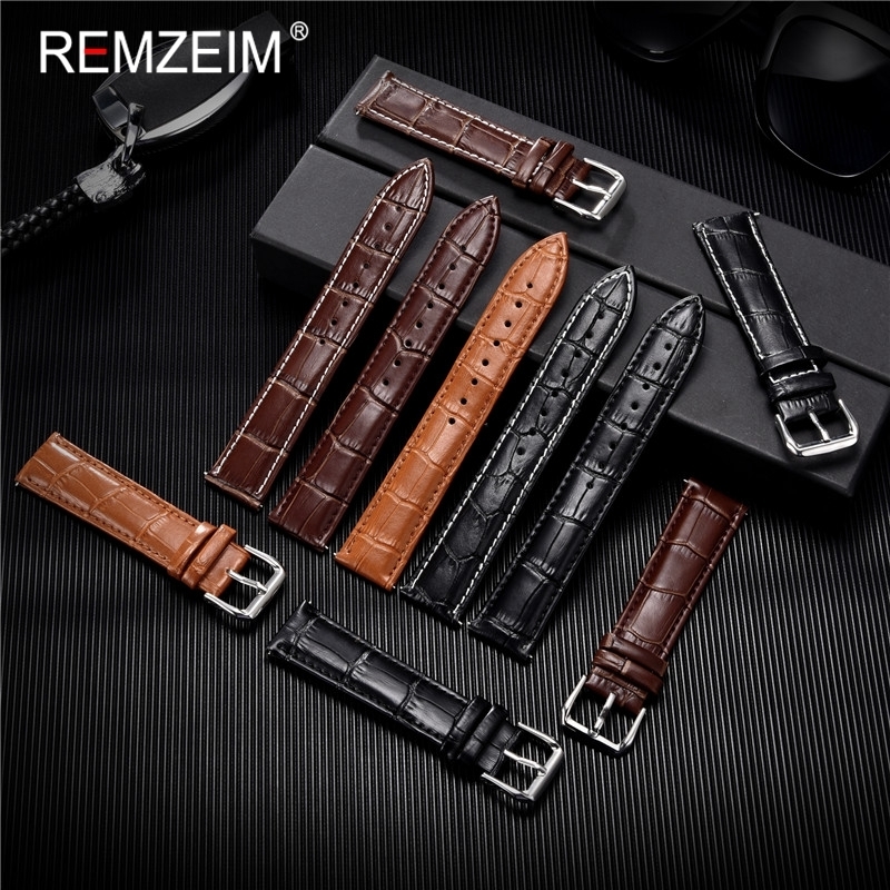 Watch Bands Calfskin Leather Strap 18mm 20mm 22mm 2mm Watchband For Women Men Accessories Solid Buckle Black Brown 230807