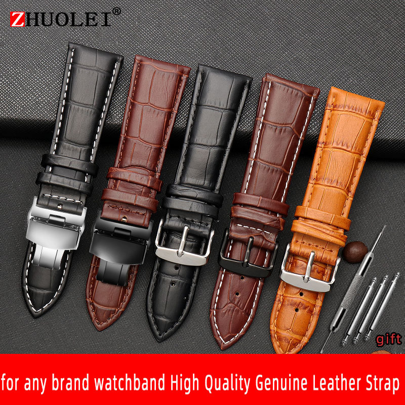 Watch Bands Watch strap 23mm 24mm 26mm 28mm big width Black brown Mens Alligator Genuine Leather Watch Strap Band bracelets 230808