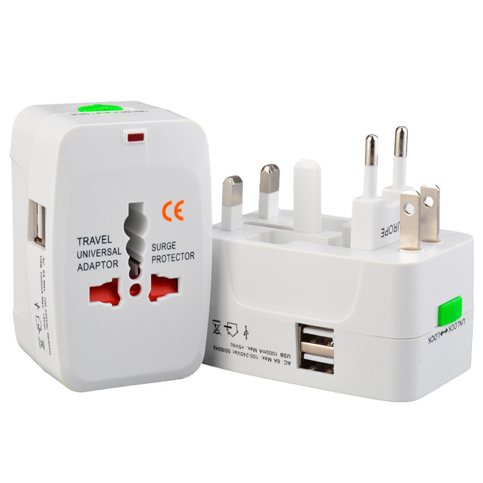 Travel universal International wall charger power adapter earphones for Surge Protector Plug US UK EU AU AC Dual USB