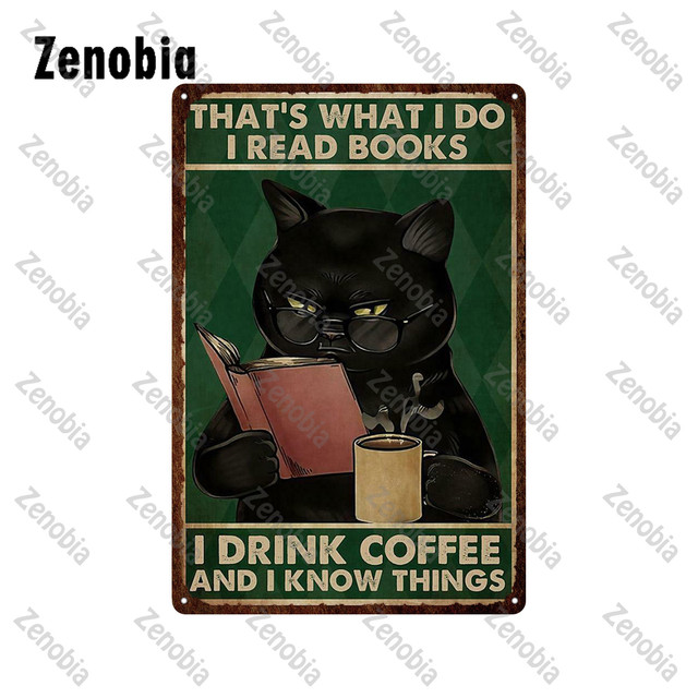 Black Cat Metal Sign Wine Sewing Machine Animal Washing Machine Metal Poster Funny Vintage Cat Tin Sign Plate Retro Plaque Home Bathroom Pet Wall Deco