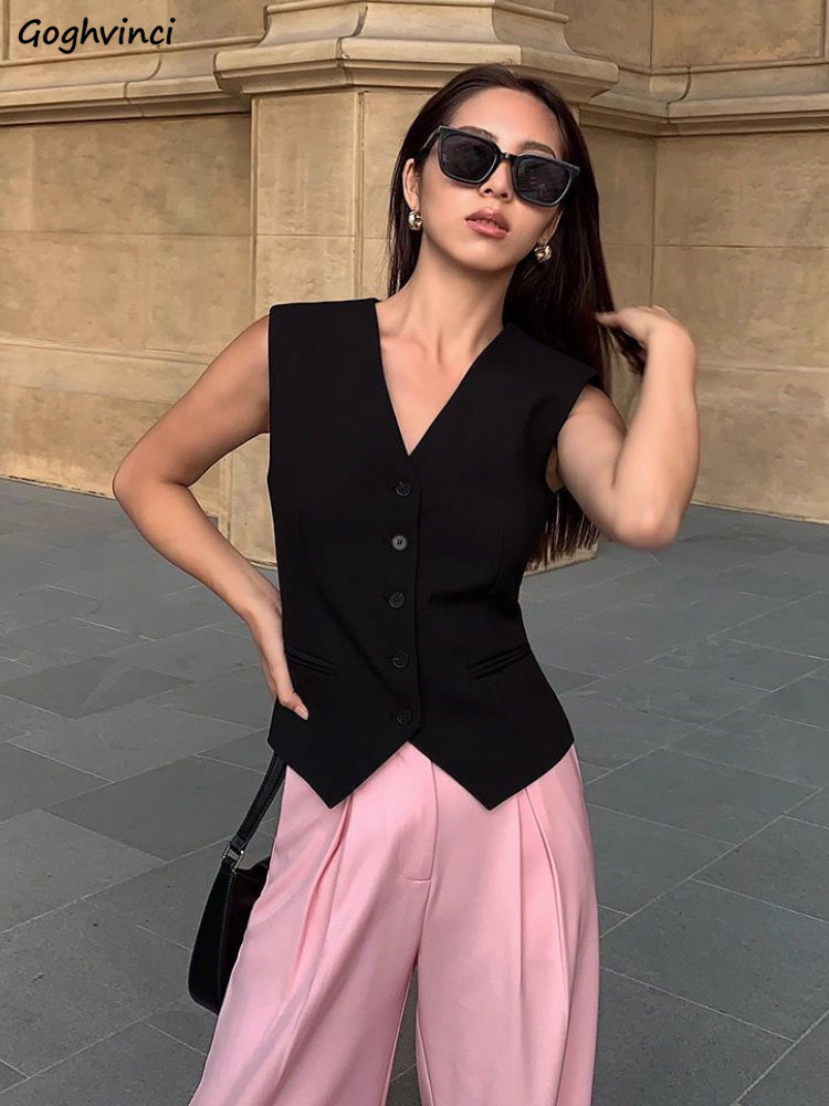 Women's Vests Vests Women Vintage Elegant V-neck Summer Simple Office Ladies Outerwear Fashion All-match Korean Style Temperament Clothes 230808