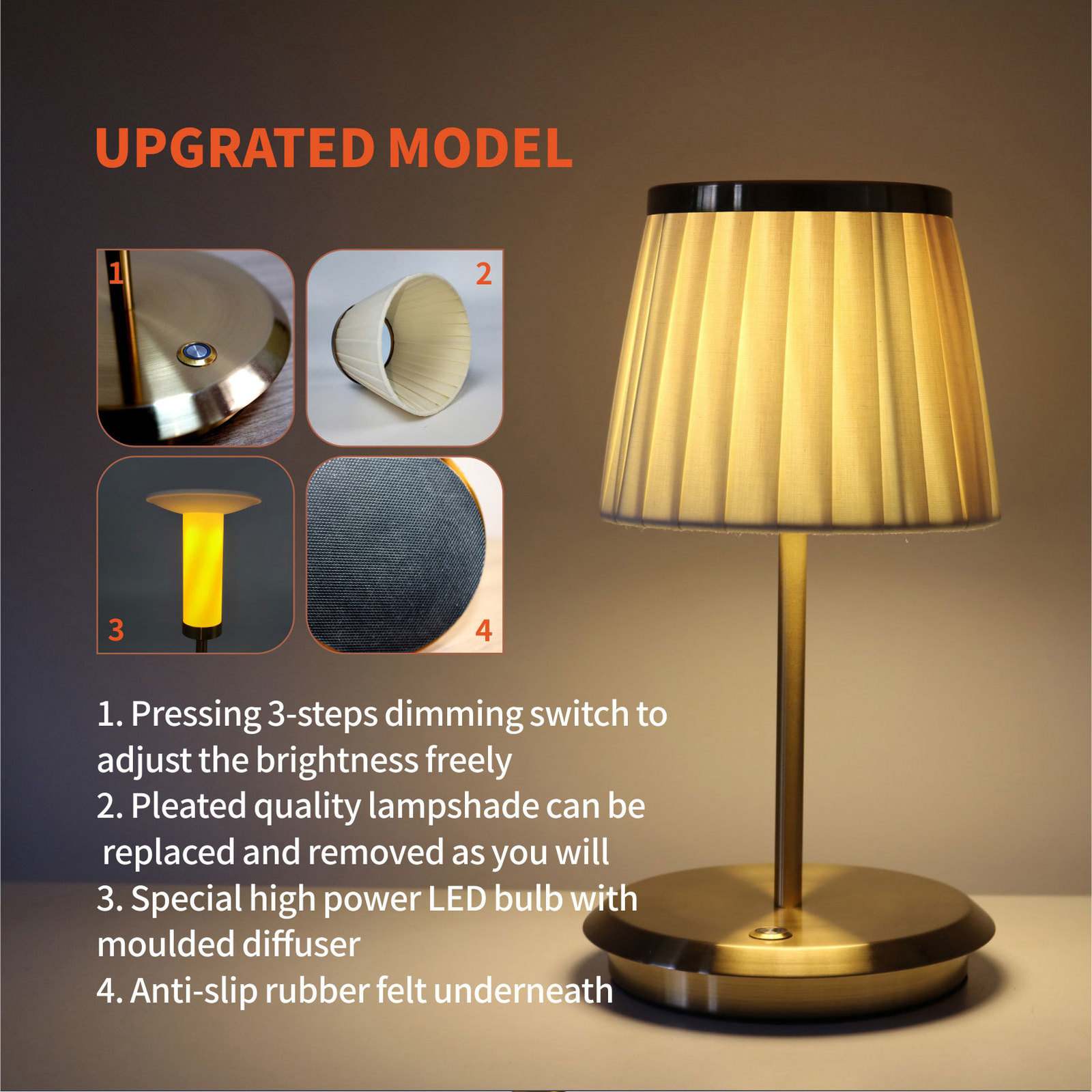 Novelty Items Lampshade for fabric lamps Rechargeable touch switch desk lamp bedside lamp DIY detachable LED decorative night light 230808