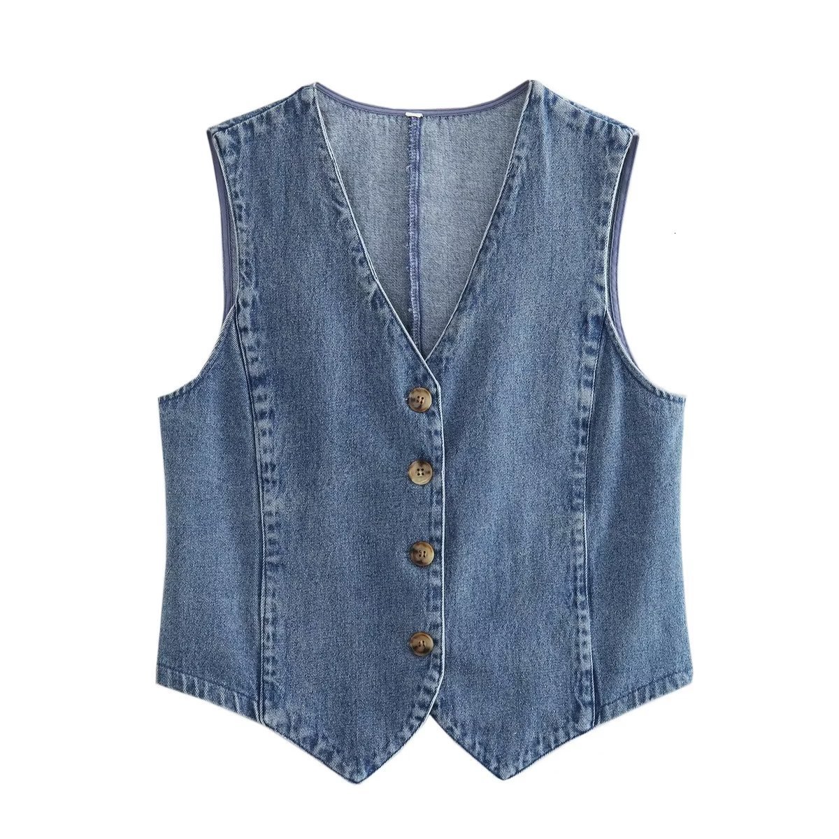 Women's Vests Denim Waistcoat Women Casual Sleeveless Jacket Chic Lady Denim Vest Female Clothing 230808