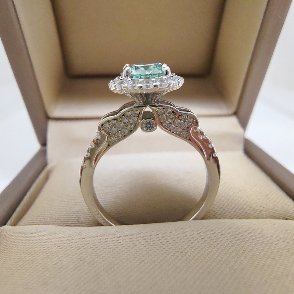 Wedding Rings Luomansi S925 Vintage Silver Ring 1 Carat Green Yellow Pink Blue Jewelry Pass Diamond Test Party Memorial Gift 230808