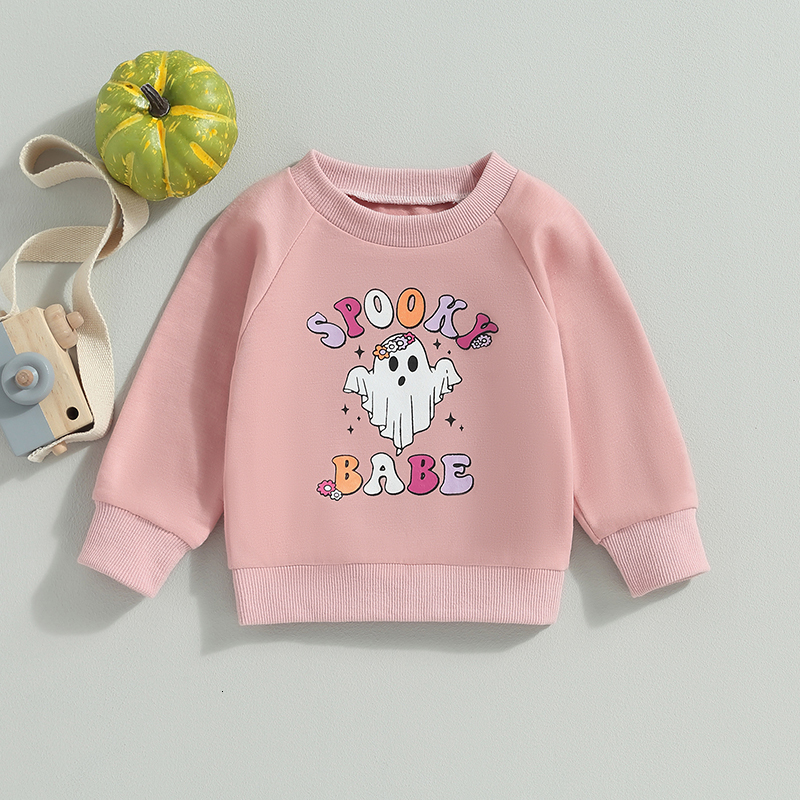 T shirts FOCUSNORM 0 3Y Toddler Baby Girl Halloween T Shirts Long Sleeve Cartoon Ghost Letter Print Pullover Sweatshirt Outwear 230808