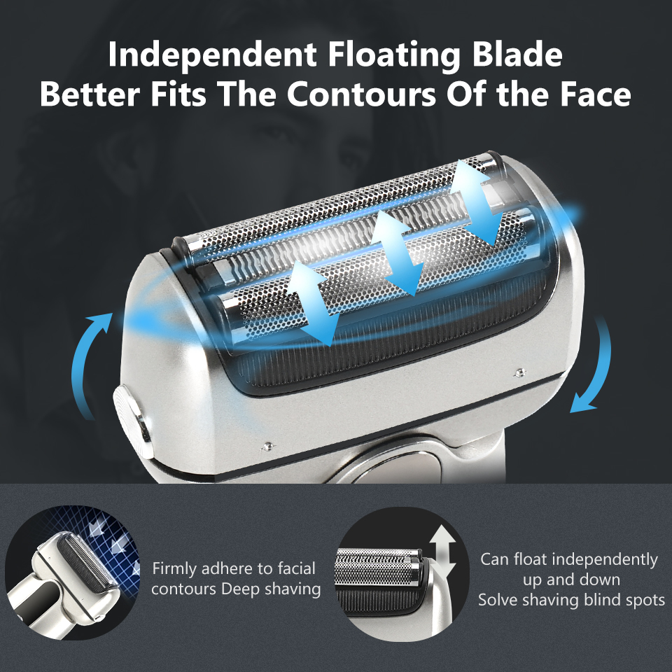 Electric Shavers 3Blade Wet Dry Shaver For Men Beard Stubble 3D Triple Floating Blade Washable Shaving Machine Rechargeable 230807