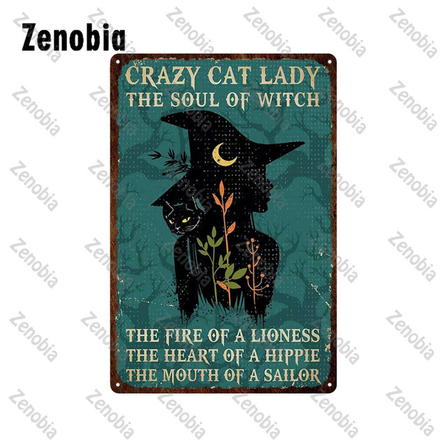 Art Animal Pet Metal Painting Black Cat Metal Poster Funny Vintage Plaque Metal Tin Signs Cat Sitting On Toilet Tin Plate for Bathroom Livingroom Deco