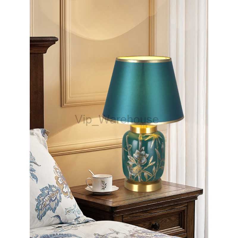 Ceramic Light Lamp Copper Living Room Sofa Corner Table Master Wedding Bedroom Bed HKD230808
