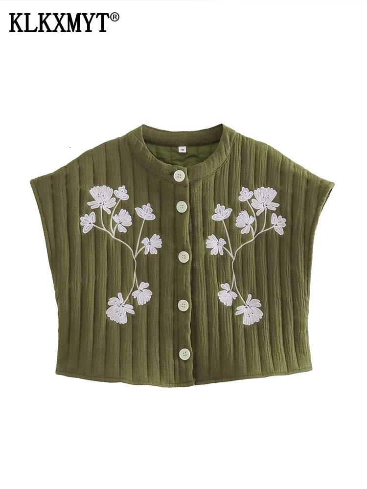 Women's Vests TRAF Embroidered Vests For Women Fashion Sleeveless Jackets Female Vest Loose Summer Cotton y2k Street Waiscoat Tops 230808