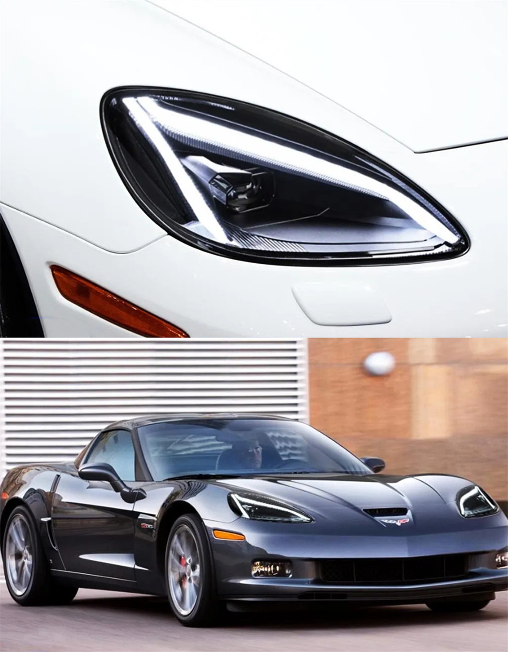 LED Headlight For Chevrolet Corvette ZR1 20 03-20 15 Headlights DRL Turn Signal High Beam Angel Eye Projector Lens