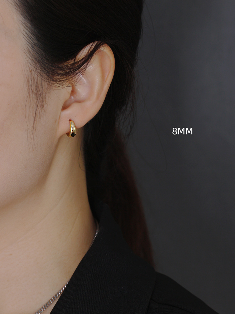 Hoop Huggie 925 Sterling Silver Earring Classic Golden Wide Noodles Round Ear Ring Multi Size Wild Personality Trend Female Girl Jewelry 230807