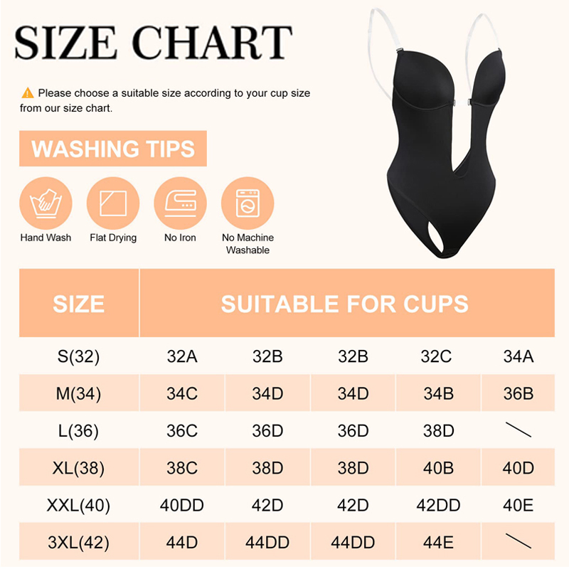 Women's Shapers Women Adjustable Backless Bra Shaper Bra Bodysuits Seamless Thong Women's Deep V-Neck Clear Strap for Parties Dresses Underw
