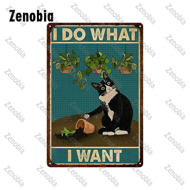 Black Cat Metal Sign Wine Sewing Machine Animal Washing Machine Metal Poster Funny Vintage Cat Tin Sign Plate Retro Plaque Home Bathroom Pet Wall Deco