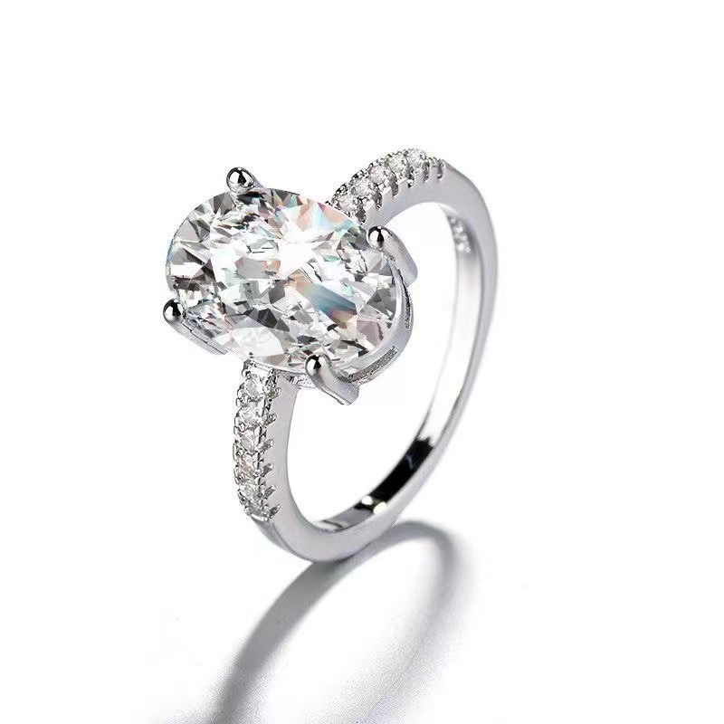 Vintage Oval cut 4ct Lab Diamond Promise Ring 100% Real 925 sterling Silver Engagement Wedding Band Rings For Women Jewelry