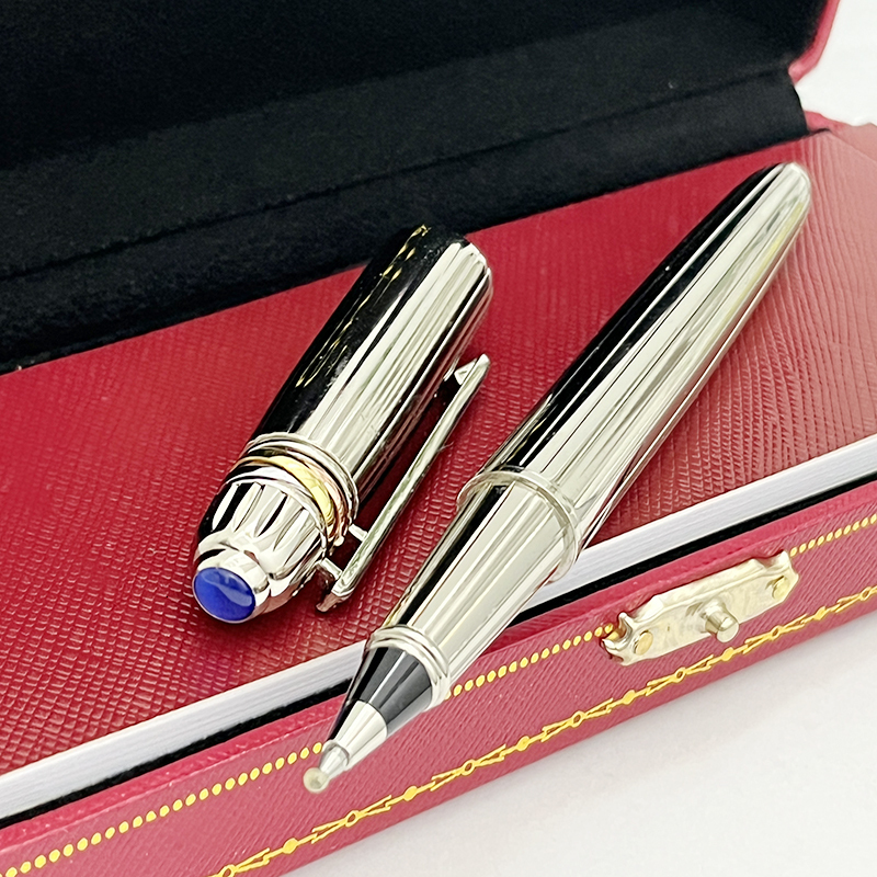 Gel Pens CT Classic Metal Signature Pen Silver With Blue Drill Ballpoint Pens Comfortable Writing Stationery 230807