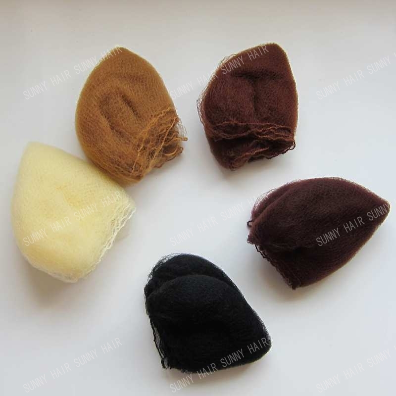 Wig Caps whole sale 500pcs hairnet 5mm nylon hair nets invisible disposable hair net 20inch five colors mix black dark brown brown blonde 230808