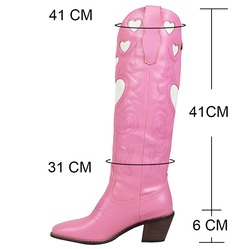 Heart-Shaped Womens 893 Cowboy Cowgirl Design Fashion Sweet Sugar Western Boots Slip On Pink Retro Shoes Pointed Toe 230807 351