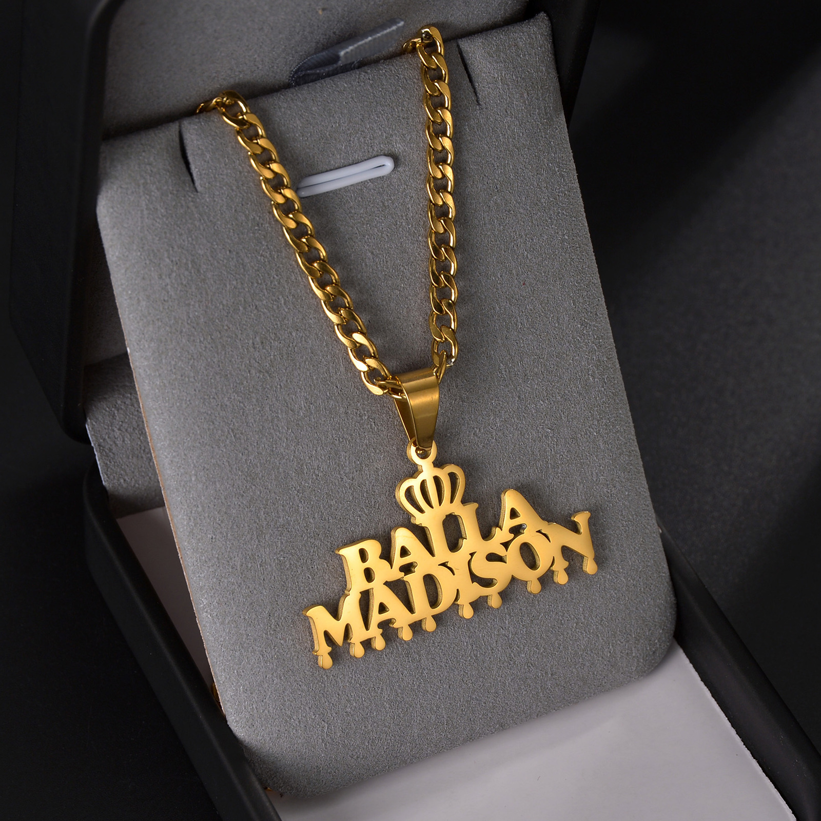 Charms Atoztide LC Personalized Custom Names Pendant Necklace Stainless Steel Cuban Thick Chain for Men Women Birthday Jewelry Gift 230808