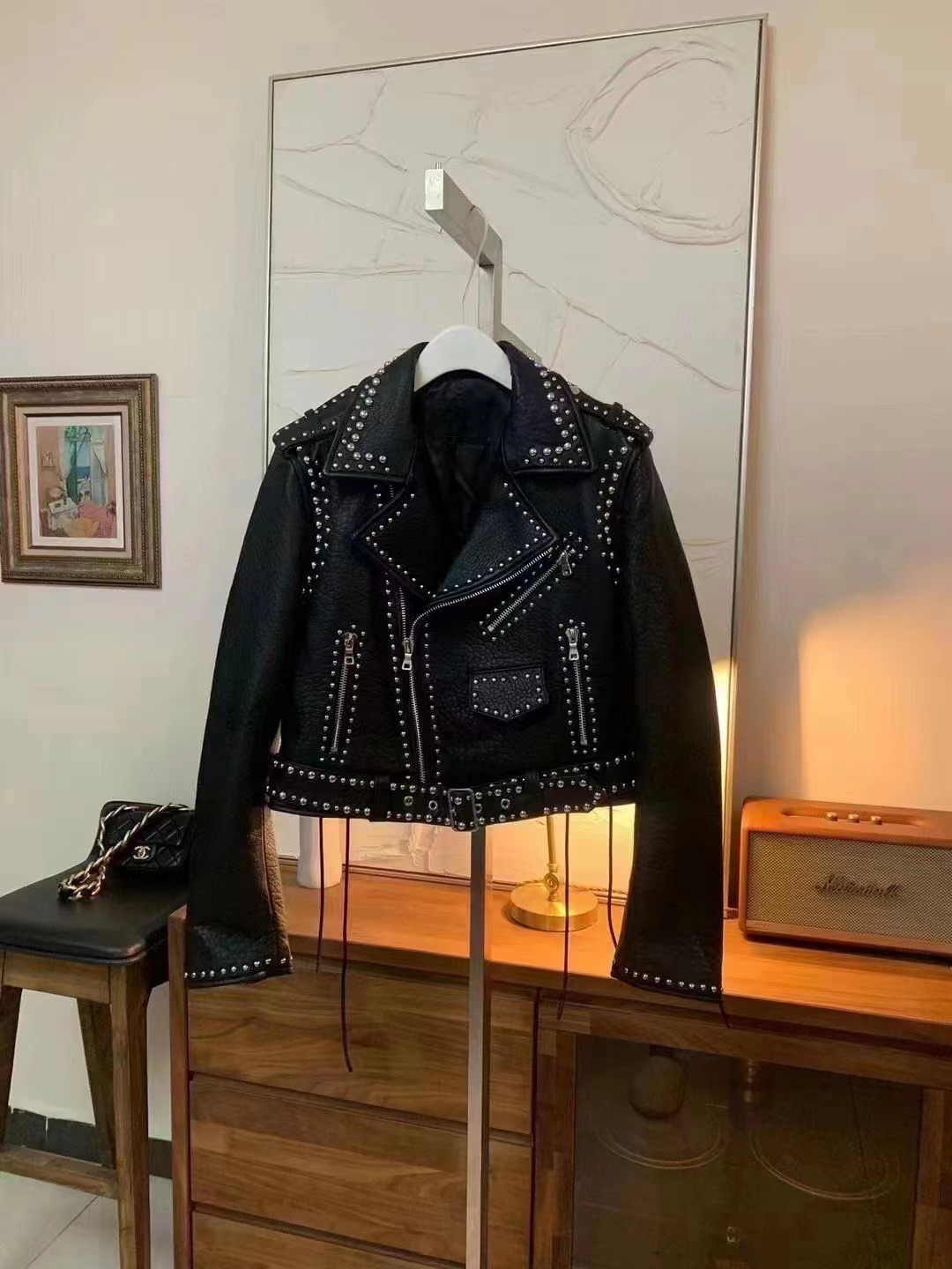 Womens Jackets Fasion Leather Rivets LongSleeved Motorcycle Outdoor Streetwear Women Autumn Winter Vintage HighQuality Biker Jacket 230808