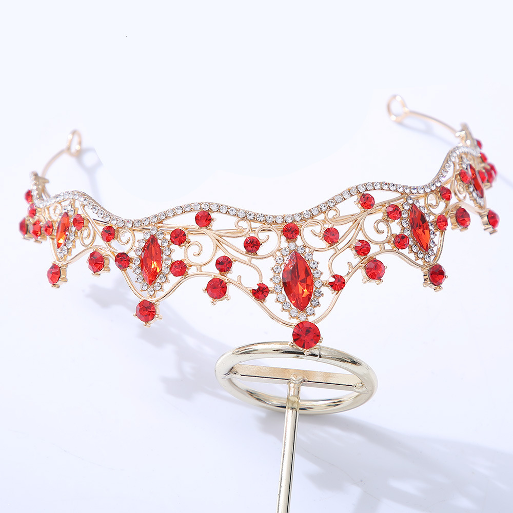 Wedding Hair Jewelry Fashion Simple Pink Crystal Wedding Crown Bridal Headpiece Women Baroque Tiaras Bride Party Crowns Hair Accessories 230808