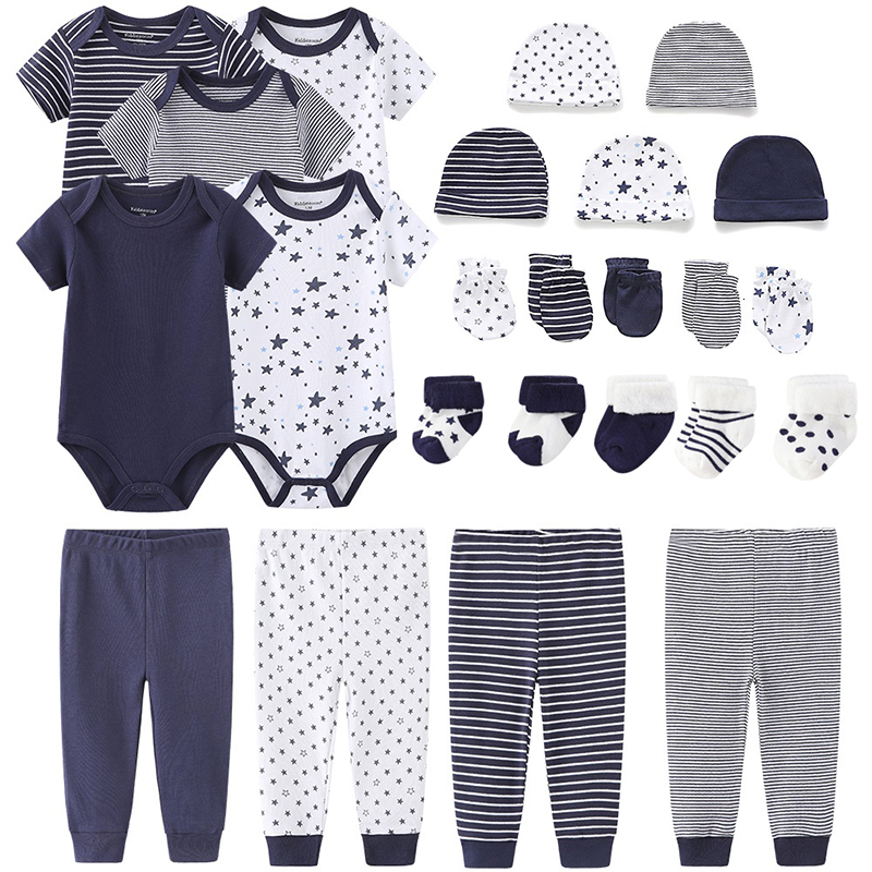 Clothing Sets Solid Color Born Cotton Bodysuits Pants Gloves Hats Socks Baby Girl Clothes Unisex Short Sleeve Boy Bebes 230808