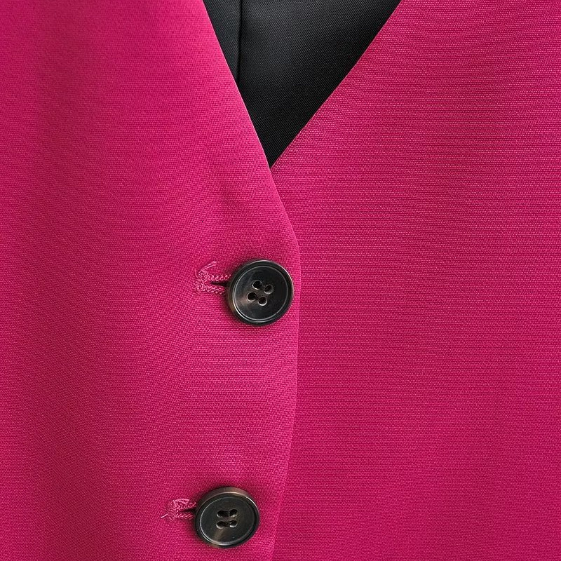 Women's Vests KEYANKETIAN V-neck Single Breasted Rose Red Suit Vest Women Slim Short Fashion Asymmetrical Thin Sleeveless Coat Vest 230808