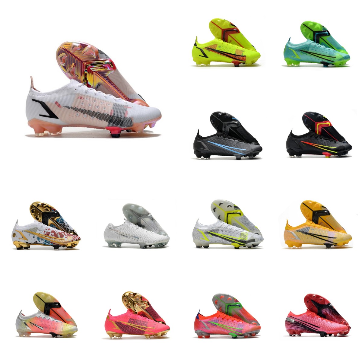 Designer Mens Soccer Shoes High Ankle Cleats Football Boots Mens White Black Blue Trainer Sneakers